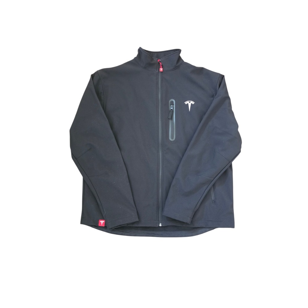 Tesla Motors Black Embroidered Red Logo Smart Casual Sporty Jacket sz L